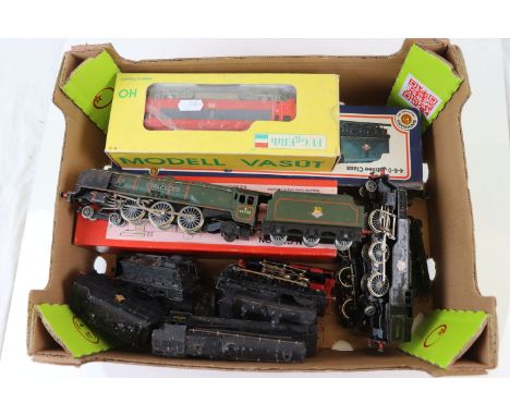 Seven 00 gauge engines to include boxed Fugerth (Hungary) M412104 loco, boxed Bachmann 31151 4-6-0 Jubilee Class, 4 x Hornby 