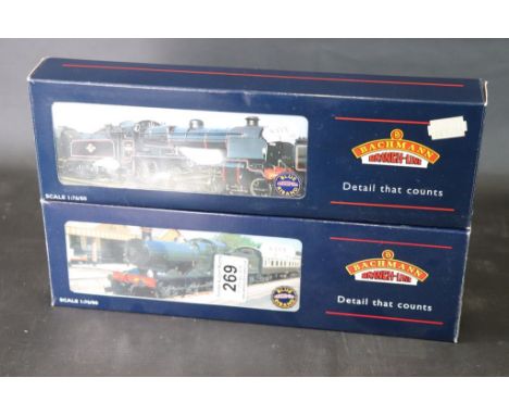 Two boxed Bachmann OO gauge Blue Riband engines to include 32300 2251 Collett Goods 3202 GWR green and 32155 N Class 1864 Mal