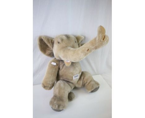 Original Steiff Elephant soft toy with button to ear, damage to foot but gd overall