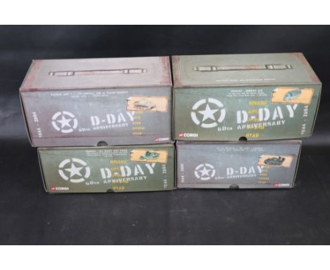 Four boxed 1:50 Corgi D-Day 60th Anniversary military diecast models to include US51011 M4 A3 Sherman US Army, CC60305 Bedfor