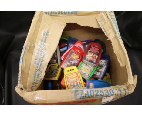 Collection of 64 Top Trumps gaming card sets with many sealed, includes The Simpsons, Lord of the Rings, Toy Story, Shrek, In