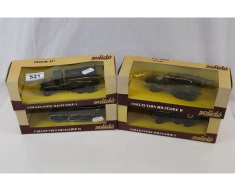 Four boxed Solido Les Militaires models to include 6045 GMC Lot 7, 6046 Mercedes Ambulance, 6053 Sherman and 6069 Half Track.