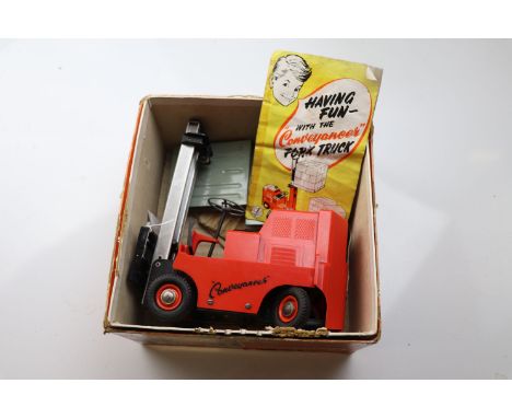 Boxed 1:14 Electric V Models Conveyancer Fork Truck with three metal pallets