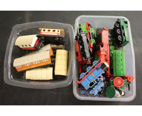Collection of Ertl Thomas the Tank Items including 8 Trains, 3 Small Trains, 3 Carriages plus Fat Controller and Station Mast