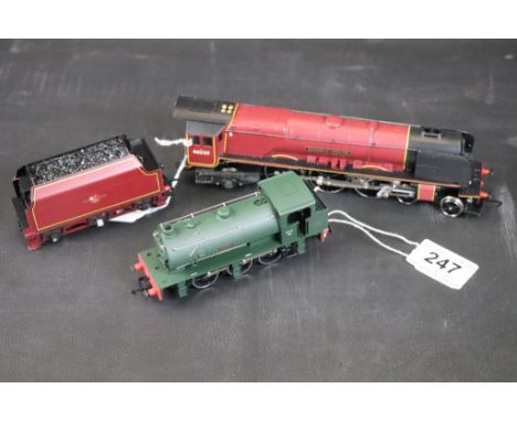 Hornby OO gauge Hornby R066 Duchess of Hamilton locomotive with tender and a Dapol Warrington Tank Engine
