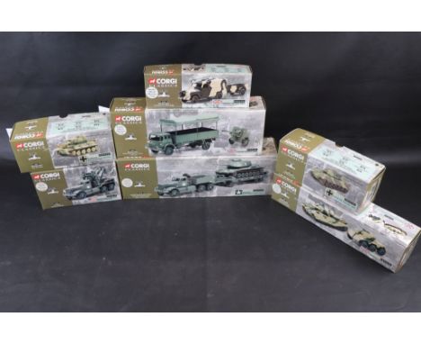 Seven boxed 1:50 ltd edn Corgi Fighting Vehicles to include British Army x 3 (69902, 69901 & 07501), US Army 55601, United St
