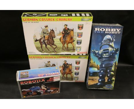 Two Boxed Dragon German Cossack Cavalry Model Kits, Polar Lights Boxed and Sealed Forbidden Planet Robby the Robot Model Kit 