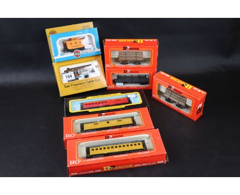 Boxed Bachmann HO scale 60542 San Francisco Cable Car plus 7 x boxed items of HO scale rolling stock to include Rivarossi x 5