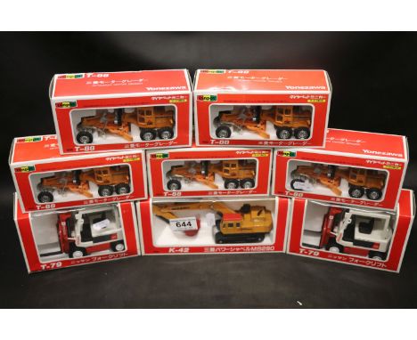 Eight boxed Diapet diecast construction models to include T-88 Mitsubishi Motor Grader x 5, K-42 Mitsubishi Power Shovel and 
