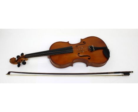 A Czechoslovakian Stradivarius copy violin, cased with bow.