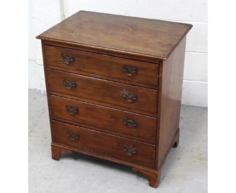 A small 19th century chest of four drawers with pierced back plate handles, on square bracket feet, 64 x 43.5 x 72cm.