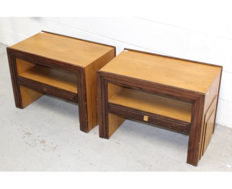 A pair of Art Deco style two-tier lamp tables, each fitted with a drawer, 61.5 x 36cm (2).