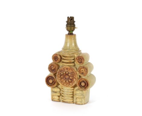 A Bernard Rooke pottery table lamp, stamped Rooke, 24cm high