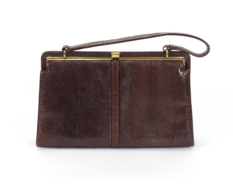 A 1950's vintage leather lizard effect handbag