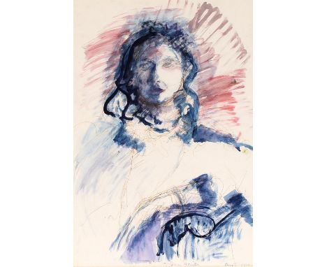 Jenny Aguttes, portrait study inscribed "Broad 1977", 57cm x 39cm