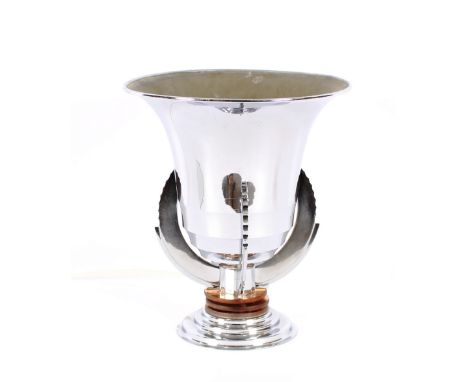 An Art Deco chrome plated table lamp, in the form of an urn, 35cm high