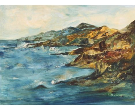 G Huffman?, study of seascape indistinctly signed and dated 68, oil on board, 45cm x 59cm