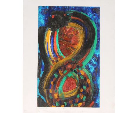 Kehinde Balogun, "Togetherness", signed oil with pencil inscription on the mount, 52cm x 32cm