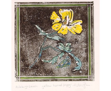 Three pencil signed prints, "Aldeburgh Beach, Yellow Horned Poppy", unframed but mounted
