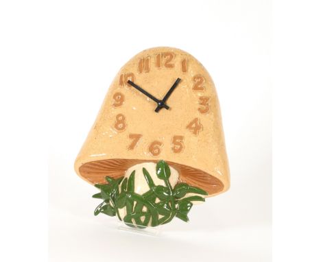 A pottery novelty kitchen wall clock, in the form of a mushroom
