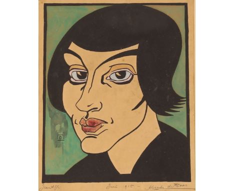 Early 20th Century school, indistinctly signed portrait study entitled "Jean ?", June 1915, 19cmx 15cm
