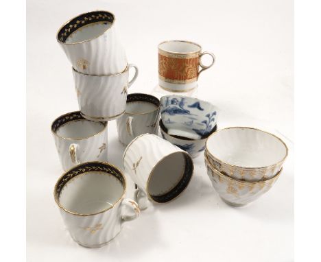 A collection of 19th century English porcelain, to include a set of six unmarked Flight Barr Barr Worcester coffee cans with 