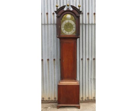 A late Georgian mahogany long case clock, with arched brass dial, by James Thompson of Darlington, with second hand sweep and