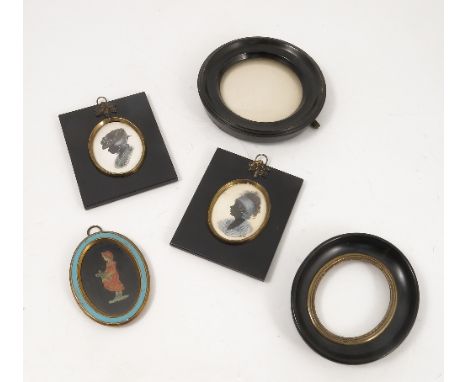 Dorothy Turton, two watercolour miniatures, portraits of 18th century woman, maximum diameter 2.5ins, together with a wax ful