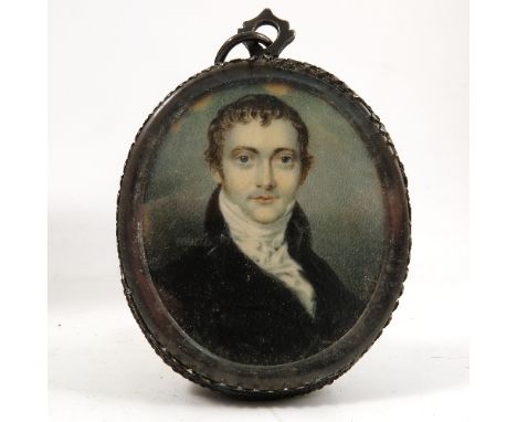 An early 19th century portrait miniature, of a gentleman, inscribed verso 1786-1846  Barron Field Chief Justice of Gibraltar,