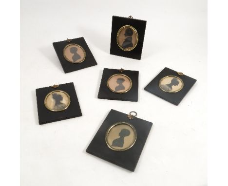 Four 19th century oval portrait silhouettes, titled to the reverse Mary Ann Wilkinson taken 22nd Aug 1831, Jon Wilkinson take