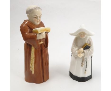 Two Royal Worcester candle snuffers, Monk and Nun