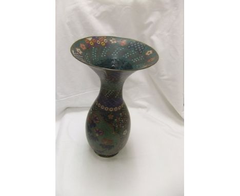 A Chinese cloisonné vase with ovoid body decorated with flowers and trumpet shaped neck  CONDITION REPORTS 37.5 cm high
Overa