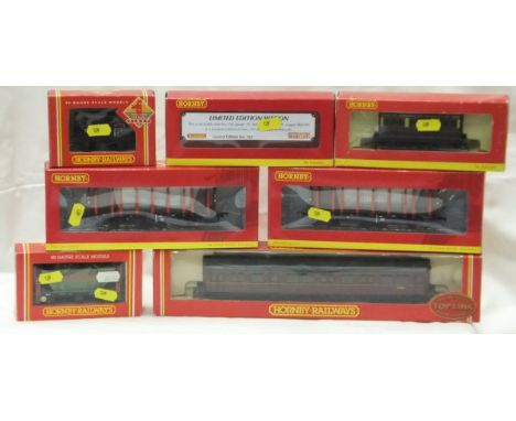 A collection of Hornby 00 gauge rolling stock including a limited edition Seven Plank wagon "Lambert & Cox", each No'd. of 25