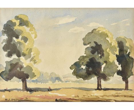 λ Walter Steggles (British 1908-1997)Trees at Bourne EndWatercolourSigned (lower left)15 x 22cm (5¾ x 8½ in.)Executed in 1950