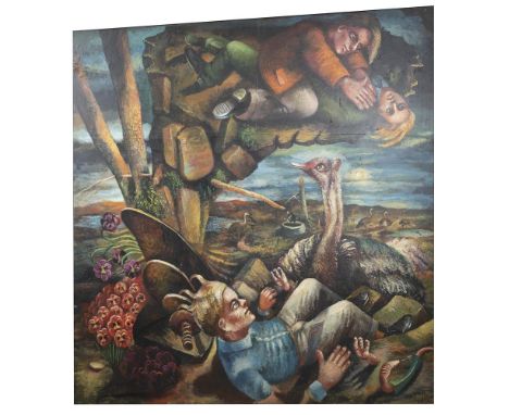 λ Steven Campbell (Scottish 1953-2007)The Dream of every Ostrich is to own its Own HomeOil on canvas206 x 183cm (81 x 72 in.)