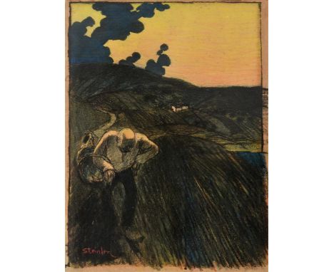 Attributed to Theophile Steinlen (French/Swiss 1859-1923)The Close of the DayLithograph printed in colours, an early impressi