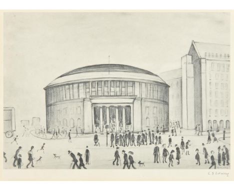 λ Laurence Stephen Lowry (British 1887-1976)The Manchester Reference LibraryOffset lithograph, 1972Signed in pencil, from the