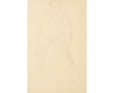 Gustav Klimt (Austrian 1862-1918)Sitzende Von Vorne, Die Hande Ineinander Gelegt (Studie Zum Bildnis Fraulein Lieser) Seated 