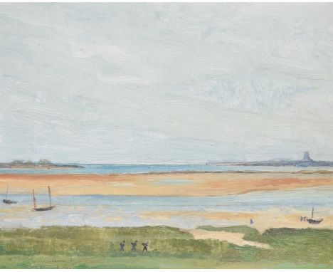 Jean Marchand (French 1883-1940)Seascape, low tideOil on boardSigned and inscribed a Marie amicalement (lower left) 21 x 26.5