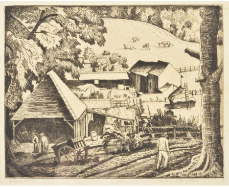 λ Ethelbert White (British 1891-1972)The farm in the hollowEtchingSigned in pencil and titledPlate: 20 x 25cm (7¾ x 9¾ in.)Pr