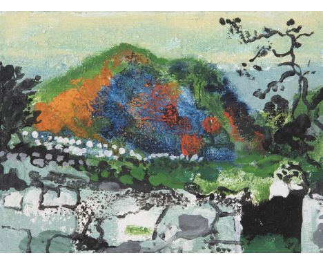 λ John Piper (British 1903-1992)Garn Fechan from Garn Fawr, Summer Evening Oil on boardSigned titled and dated 1985 (to label