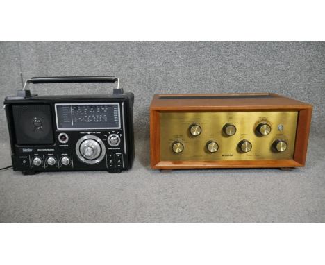 A vintage Sterling radio along with a Rogers HG88 valve amplifier. H.20 W.40 D.27cm 