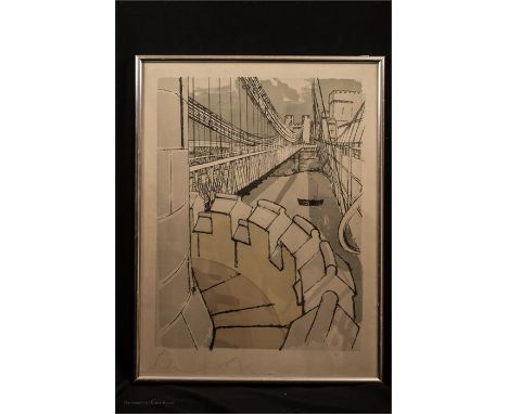 Lithograph, London Bridge, unsigned, 59 by 45cm. 