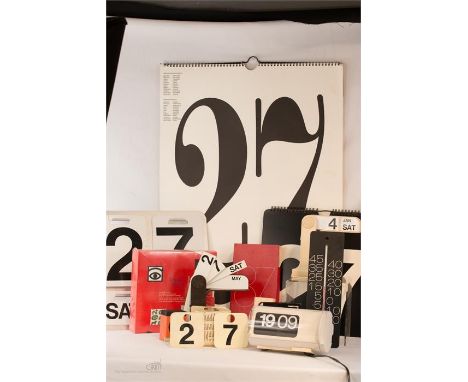 Numerical typography in the form of 1970s and 1980s calendars, to include; Ryman Conran 1970, Desk pot calendar by Colin R Ch