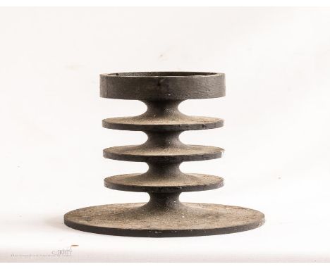 Hobart Candlestick by Robert Welch c.1962, original cast iron industrial design with embossed lettering; R. Welch, England. 1