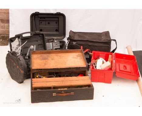 A quantity of tools including, an Absaar battery charger, a mechanical SKIL / Freud plane, a Trend router and various manual 