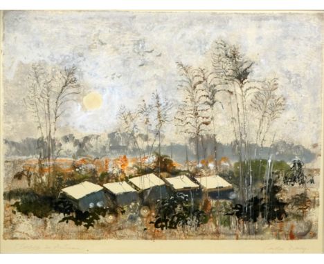 Gordon DAVEY (British 20th Century) Cloches In Autumn Lithograph Signed and titled lower edge Framed and glazed Picture size 