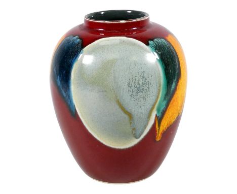 A Poole Pottery ginger jar - Volcano vase, signed with initials CL to base, height 16cm.