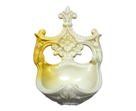 A Royal Worcester salt or stoup - with impressed foliate decoration, height 9cm.