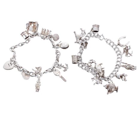 Two silver charm bracelets, 2.8 oz t (2)